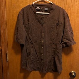 HARLEY DAVIDSON Brown XL Button Up Shirt